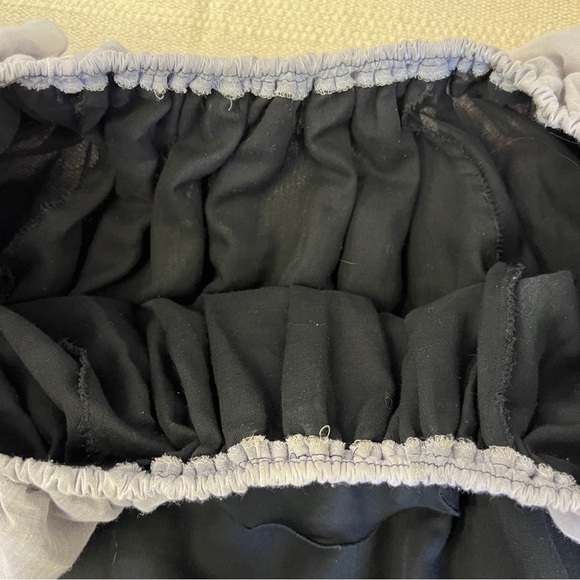 Vintage 80s Black and Silver Ruffle Cotton Gauze Mini Dress - Picture 12 of 16